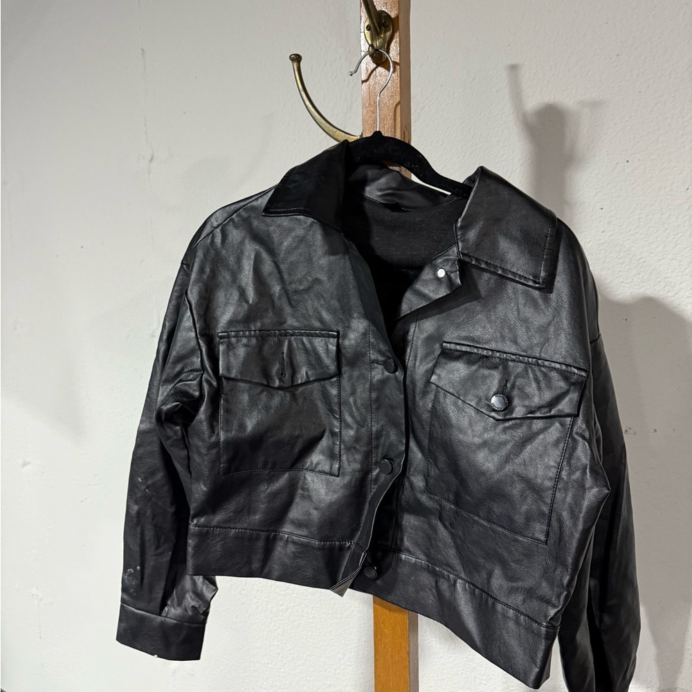SHEIN Black Faux Leather Jacket